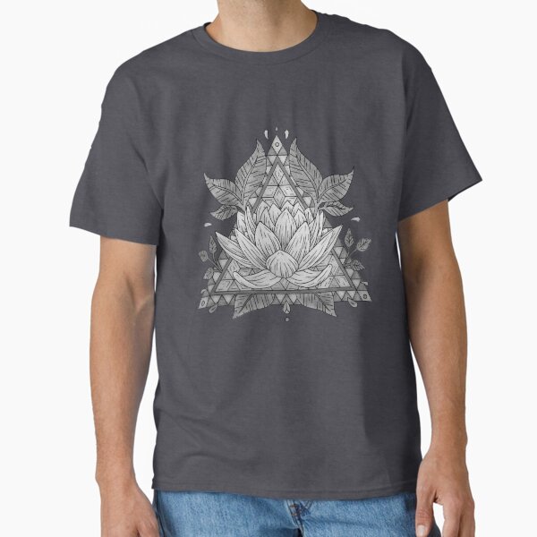 Grey Lotus Flower Geometric Design Classic T-Shirt for Sale by bblane