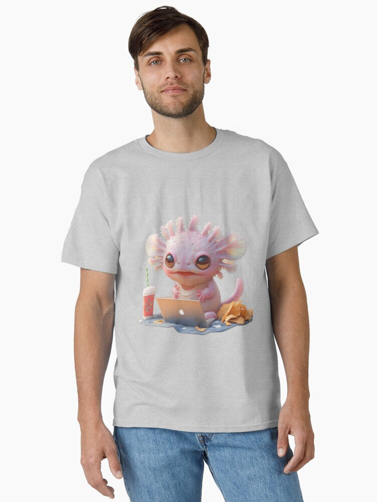 "Axolotl Bubble Tea"- Cute Chilling Axolotl gif Classic T-Shirt