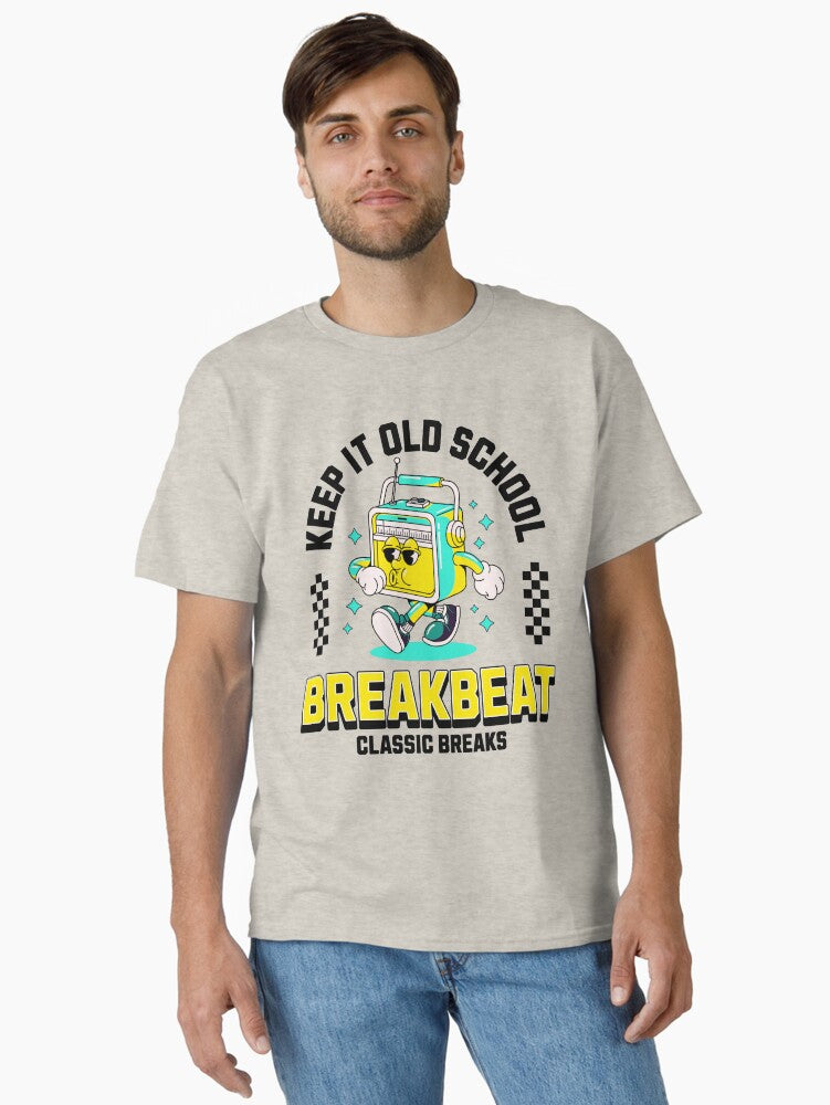 Breakbeat - Keep It Old School Mascot Blackblue Classic T-shirt | Trendy Graphic Tee | Casual Unisex T-shirt