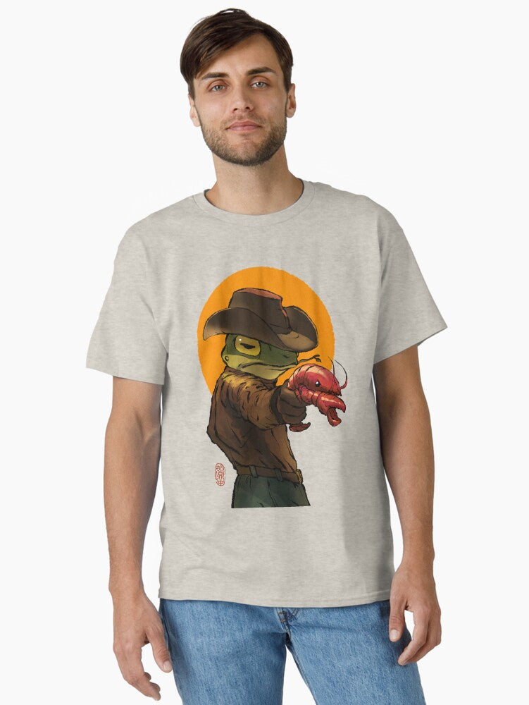 gunslinger cowboy western frog with pistol shrimp crawdad artwork drawing Classic T-Shirt | Graphic T-Shirt for Unisex