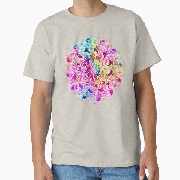 Rainbow Watercolor Paisley Flower Classic T-Shirt for Sale by micklyn