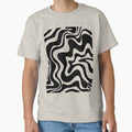 Retro Liquid Swirl Abstract Pattern in Black and Almond Cream Classic T-Shirt for Sale by kierkegaard