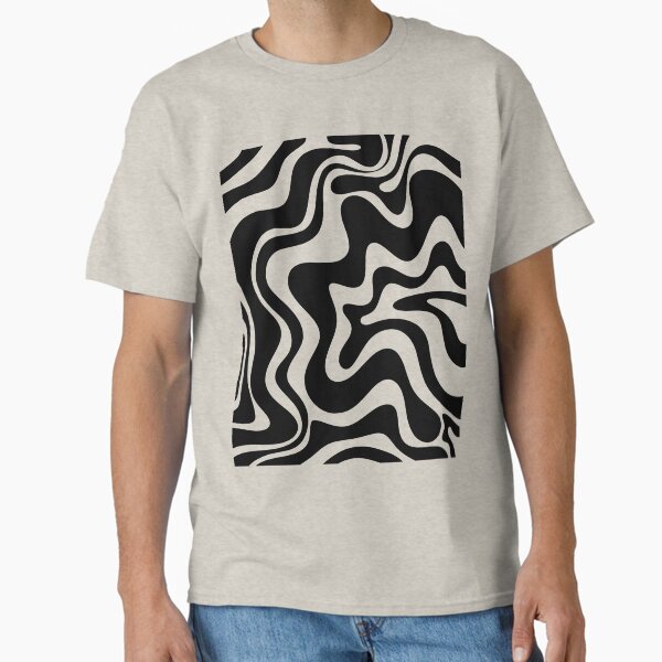 Retro Liquid Swirl Abstract Pattern in Black and Almond Cream Classic T-Shirt for Sale by kierkegaard