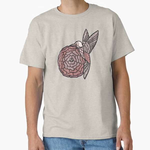 Humming Rose - a Hummingbird Doodle Design (Color) Classic T-Shirt for Sale by clifcreates