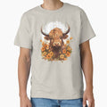 Cute Boho Floral Highland Cow with Orange Flowers Classic T-Shirt for Sale by Gsallicat
