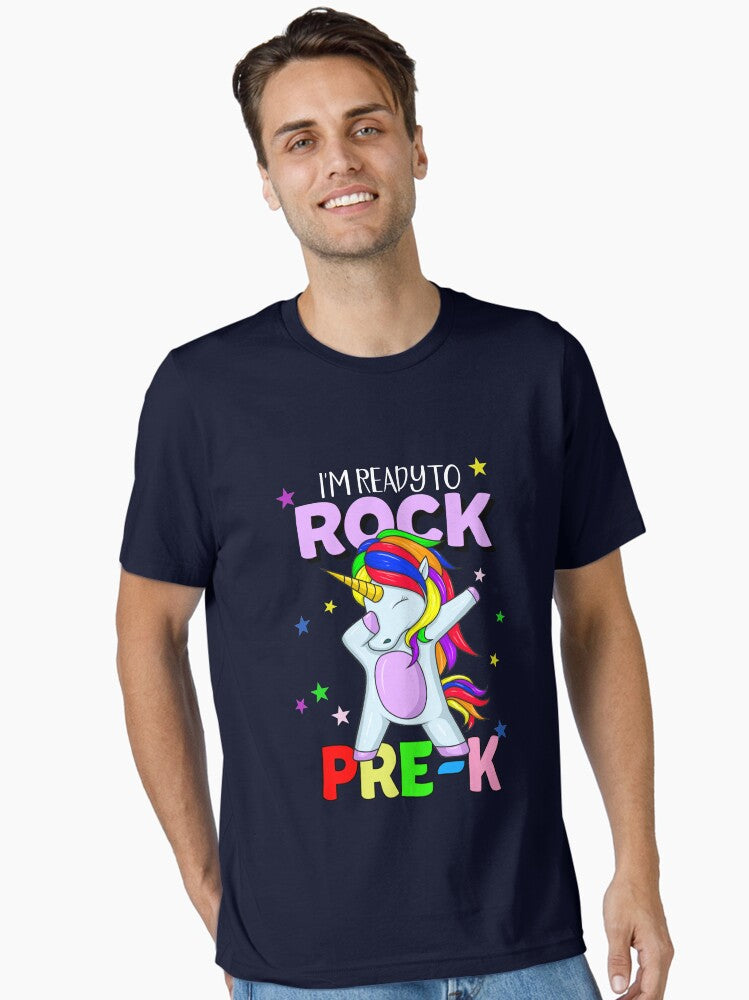 Rock Pre-k Dabbing Unicorn Girls Back To School Shirt Gear Essential T-shirt | Trendy Graphic Tee | Casual Unisex T-shirt