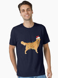 Golden Retriever Holiday Christmas Light Essential T Shirt T Shirt | Comfort Fit | Great Gift for Dad