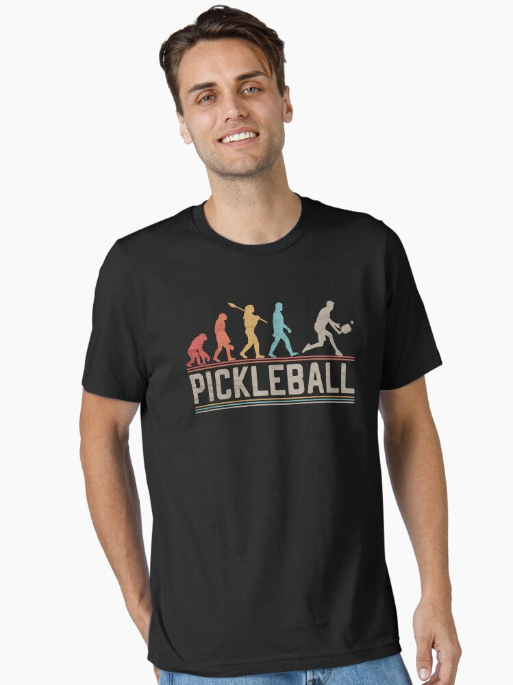 Pickleball Evolution of Man Funny Pickleballer Essential T Shirt T Shirt | Comfort Fit | High CTR Pick