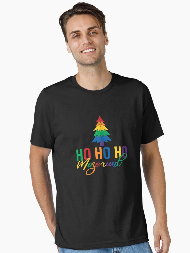 Ho Ho Homosexual Shirt, Funny Gay Shirt, Gay Christmas Shirt,Christmas Rainbow, LGBTQ Xmas, Gay Queen Lesbian Xmas Shirt, Cute Pride Shirt Gift for Gay Essential T-Shirt