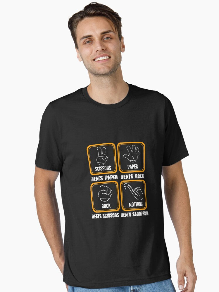 Scissors Beats Paper Paper Beats Rock Rock Best Scissors Nothing Beats Saxophone Essential T-shirt | Protective Phone Case | Stylish Cover
