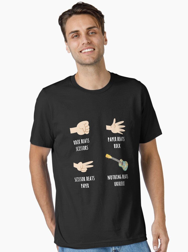 Ukulele Rock Beats Scissors Nothing Beats Ukulele Design Essential T-shirt | Trendy Graphic Tee | Casual Unisex T-shirt