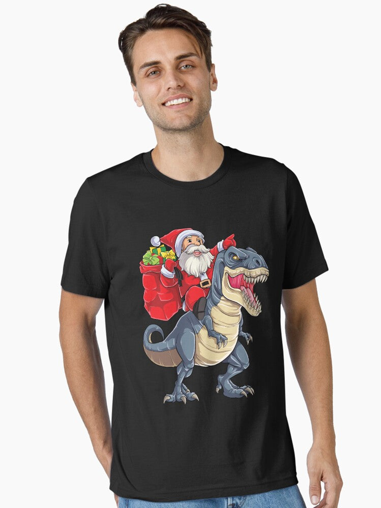 Santa Riding Dinosaur T rex T Shirt Christmas Gifts X mas Kids Boys Girls Man Women Essential T Shirt T Shirt | Comfo...