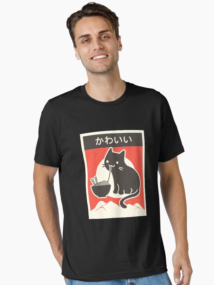 Kawaii Vintage Style Japenese Ramen Cat Essential T Shirt T Shirt Premium Quality High Search Demand
