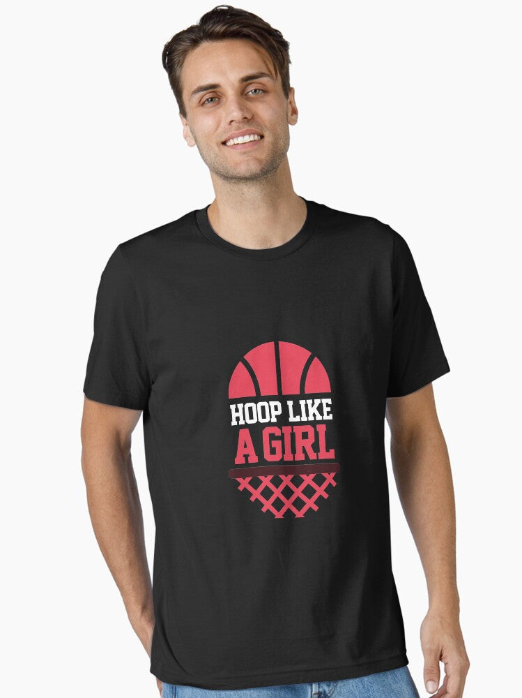 Hoop like a girl basketball shirt basketball coach gift basketball team gift sports quote basketball quotes bask T Shirt