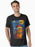 Starry Night Festive Christmas Black Cat Santa Hat Essential T-Shirt
