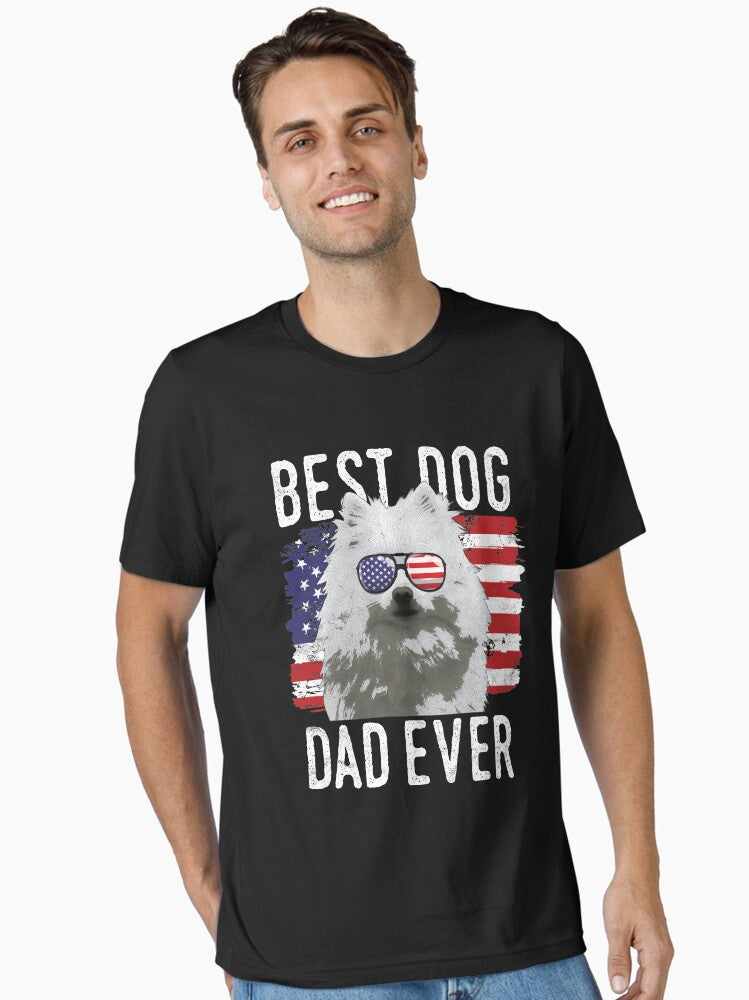 American Flag Best Dog Dad Ever American Eskimo Dogs USA Essential T Shirt T Shirt | Viral US Style | Great Gift for Dad