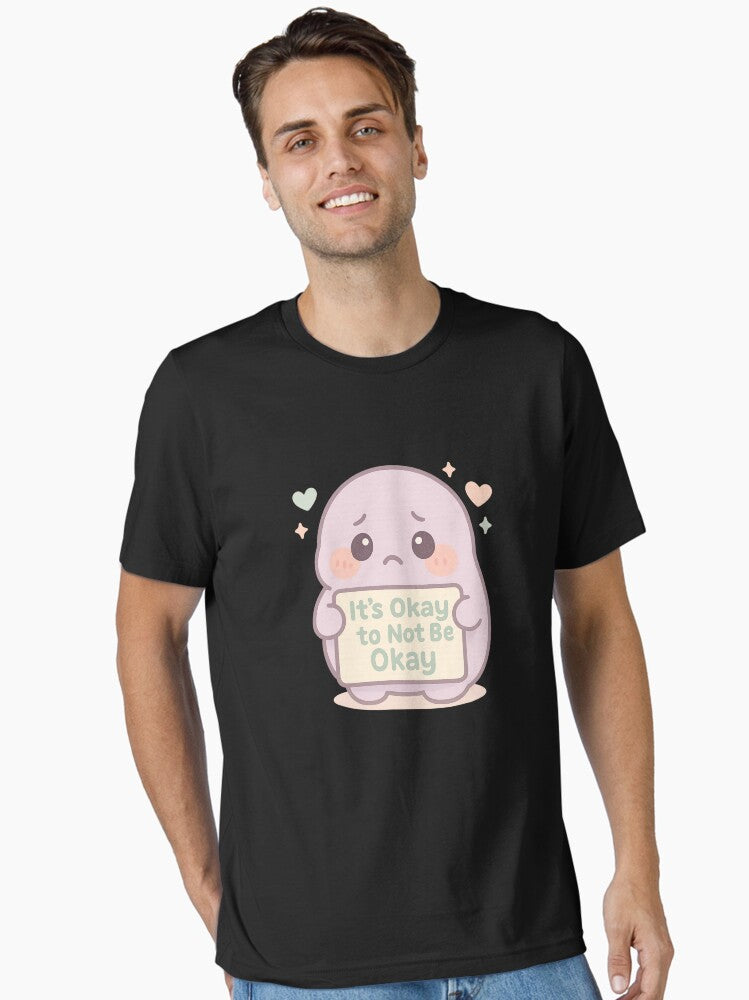 Cute Kawaii Anxiety Support Sticker - It's Okay Not Okay Mental Health Character Essential T-Shirt