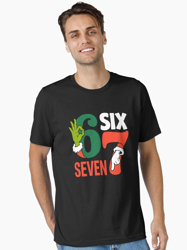 Funny 67 Meme – Grinch Hand Christmas Parody | Viral Six Seven Meme Design for Holiday Humor Fans Essential T-Shirt