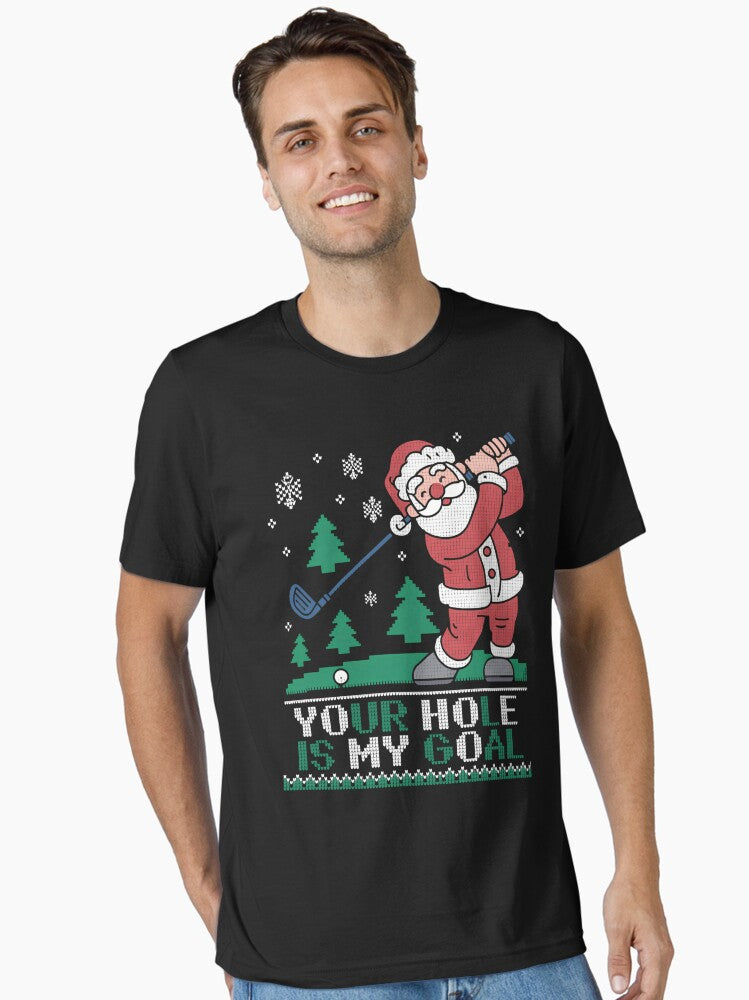 Your Hole Is My Goal Santa Claus Golf Ugly Christmas Essential T-Shirt