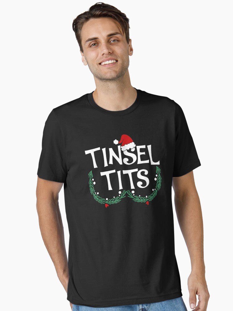 Tinsel Tits Funny Christmas women s day Funny Tinsel Tits Matching Jingle Balls Christmas Couples Essential T Shirt T...