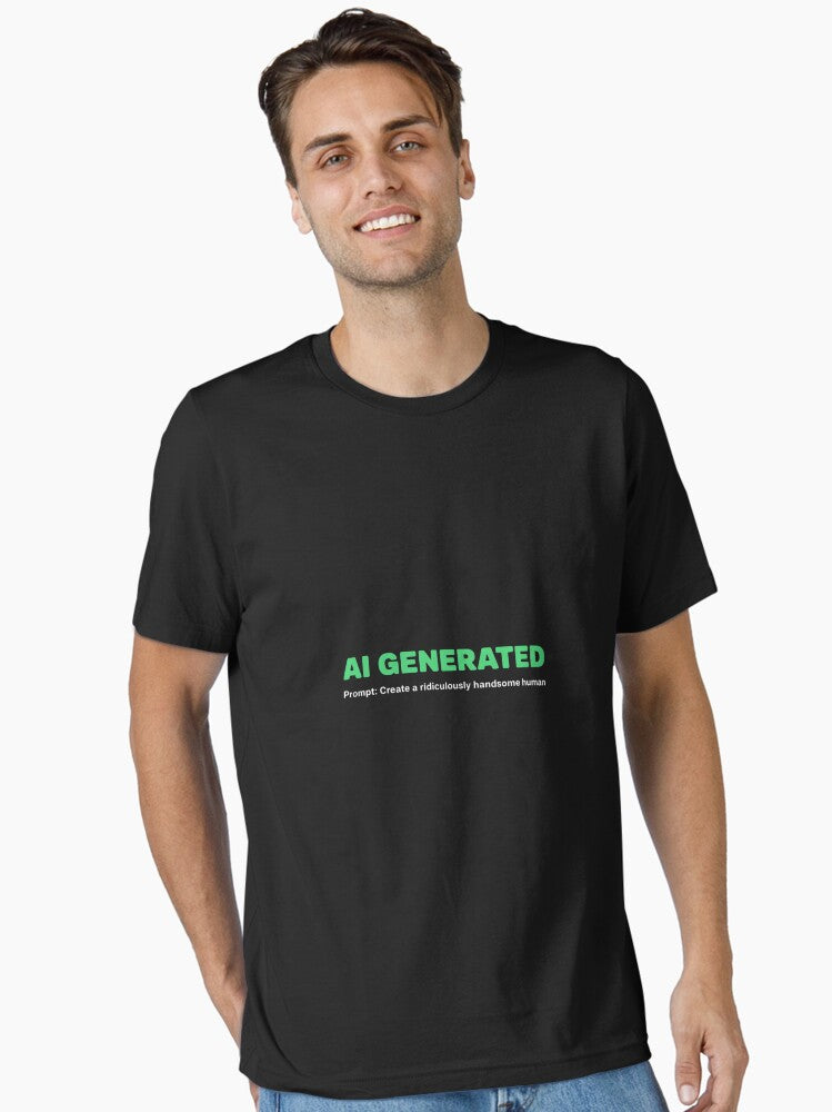 AI Generated Create Ridiculously Handsome Human Mens Essential T Shirt T Shirt Comfort Fit Daily Wear