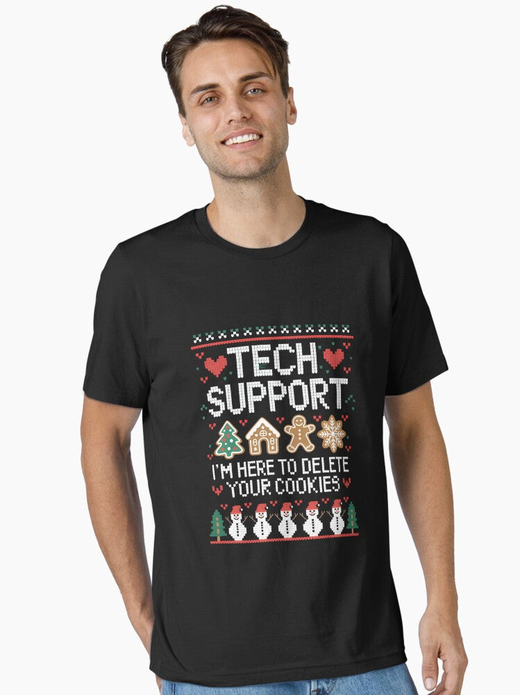 Christmas Tech Support Here To Delete Cookies Computer Programmer Essential T-Shirt