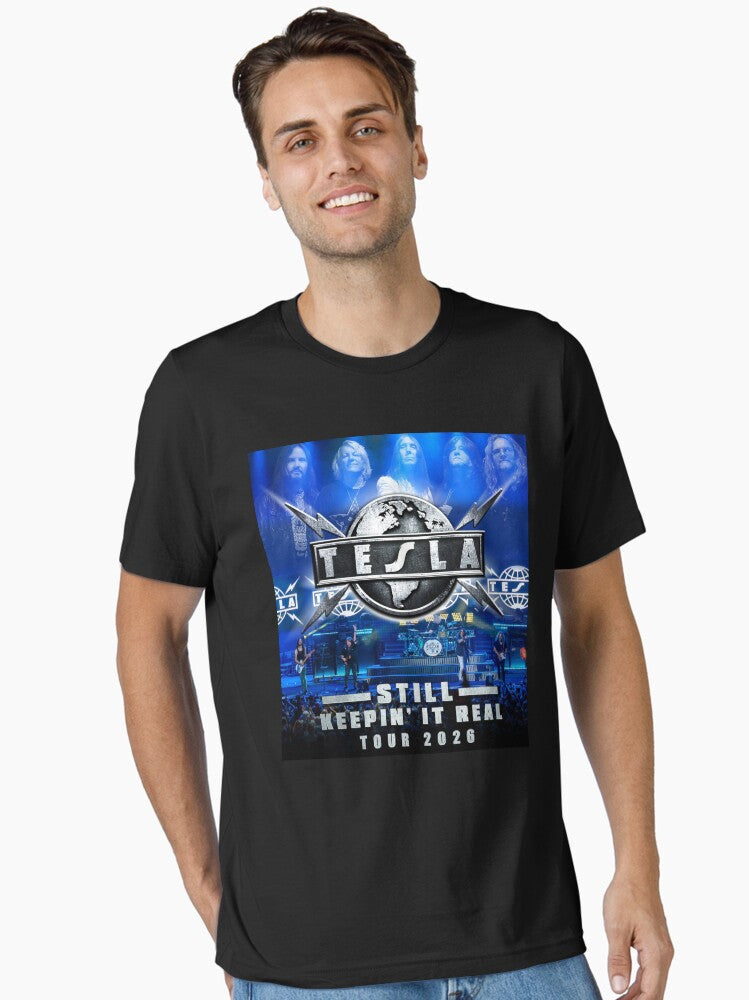 keep real tesla tour 2026 anyaran Essential T-Shirt | Premium Unisex T-Shirt, Trending Graphic Tee