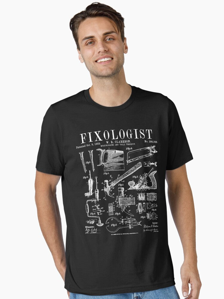 Fixologist Carpenter Carpentry Tools Vintage Patent Print Essential T Shirt T Shirt | Best Seller Look | Fan Favorite