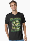 Women Want Me Fish Fear Me Vintage T Shirt Retro Bass Fisher Shirt Meme T Shirt Weird T Shirt Fisher Tee Bass Lovers...