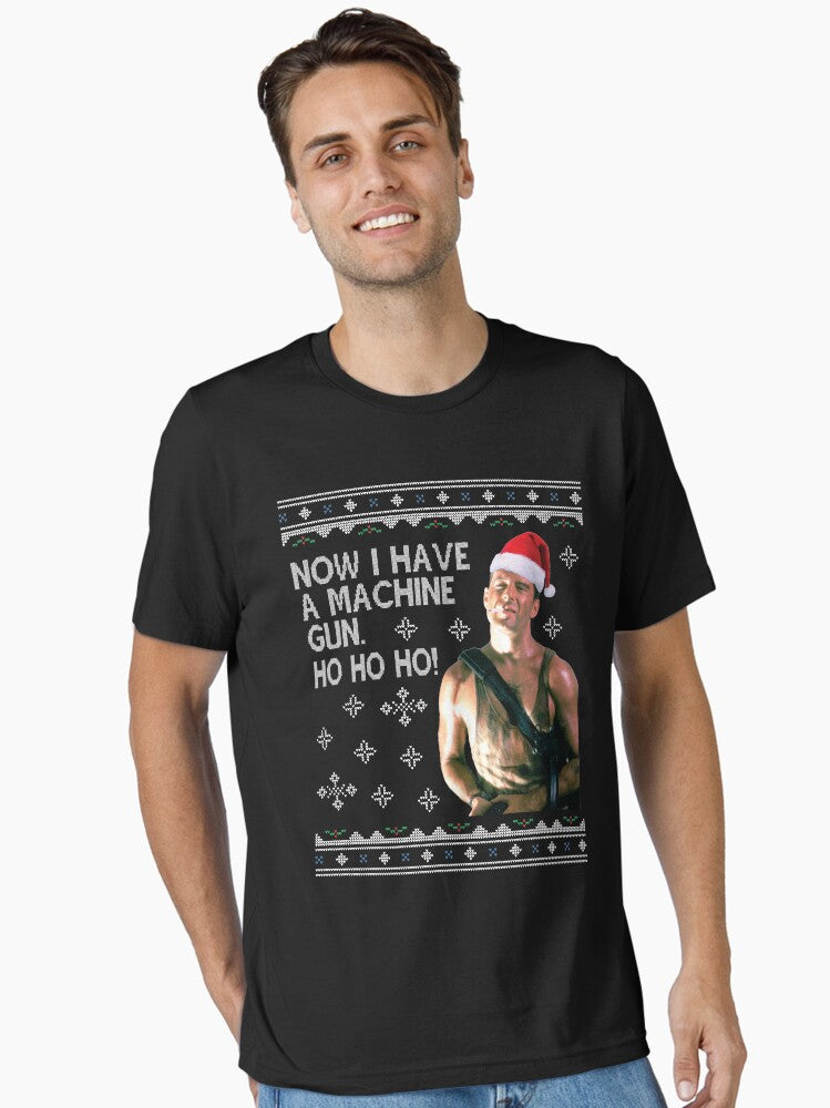 Die Hard Ho Ho Ho Machine Gun Christmas Kint Essential T-Shirt | Graphic T-Shirt for Unisex