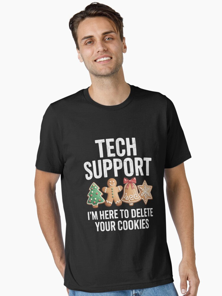 Christmas Tech Support Here To Delete Cookies Xmas Men Women Essential T-Shirt