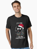 black cat christmas matching it's fine i'm fine everything is fine cats christmas Essential T-Shirt