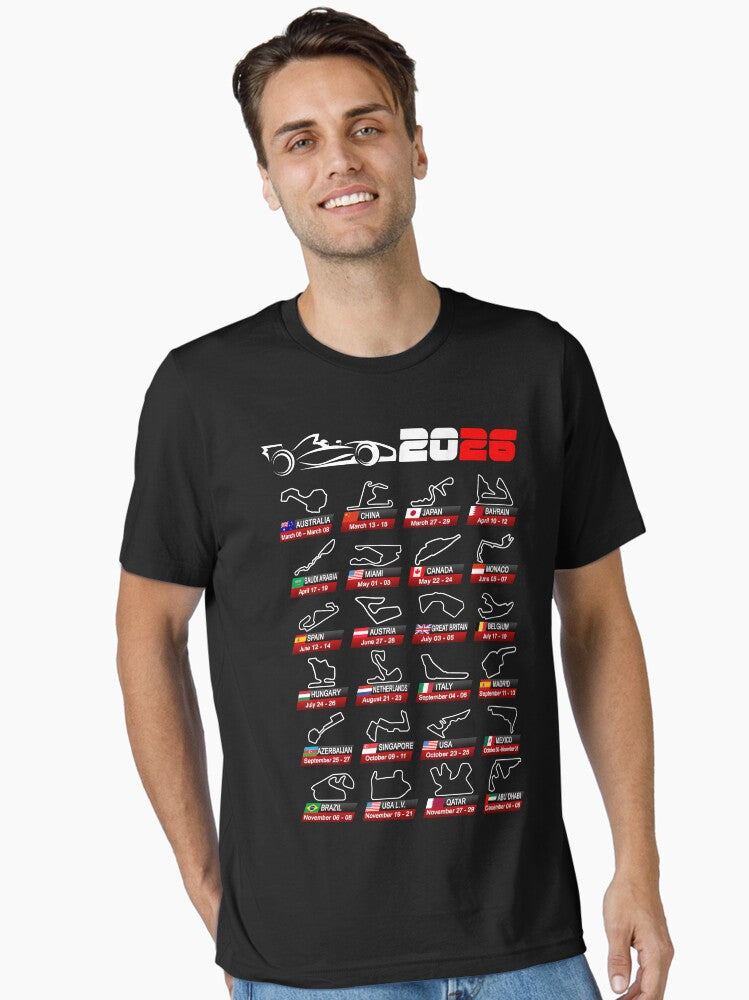 Calendar Formula race cars 2026 circuits sport v2 Essential T-Shirt