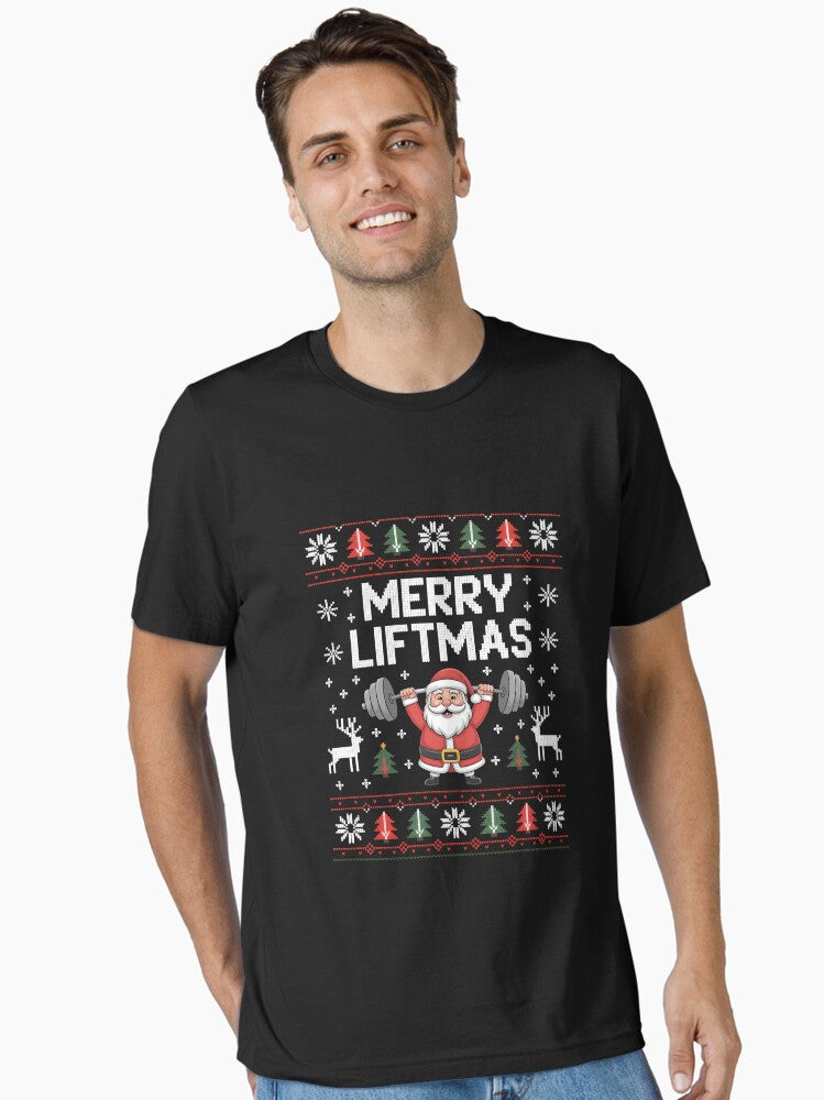 Ugly Christmas GYM Lovers, Weightlifters Merry Liftmas Christmas Essential T-Shirt