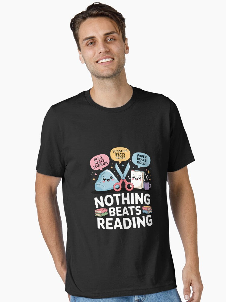 Nothing Beats Reading Rock Paper Scissors Funny Bookworm Essential T-shirt | Trendy Graphic Tee | Casual Unisex T-shirt