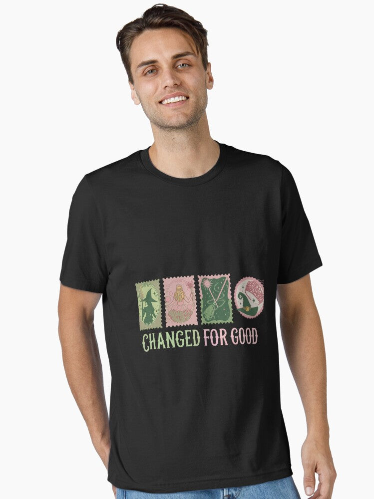 Vintage Wicked Changed For Good Stamps Wizard Defying Gravity Essential T-Shirt T-Shirt | Streetwear Vibe | Trending Now