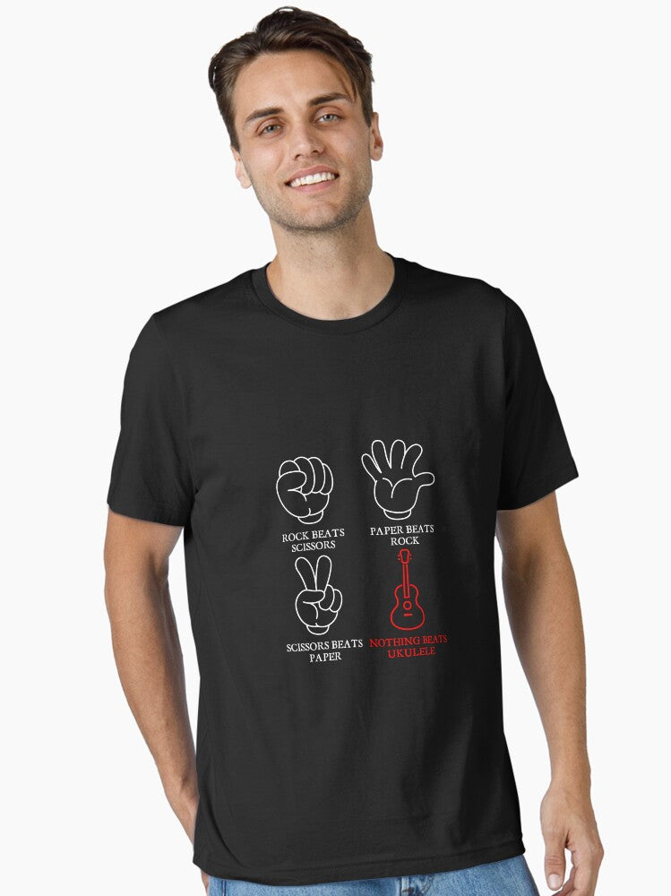 Musicians Product - Rock Paper Scissors - Ukulele Player Gifts Essential T-shirt | Trendy Graphic Tee | Casual Unisex T-shirt