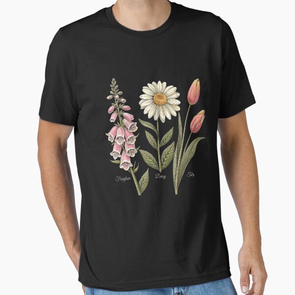 Vintage Floral Plant Foxglove Daisy Tulip Flower Girls Essential T-Shirt for Sale by lidanmasi