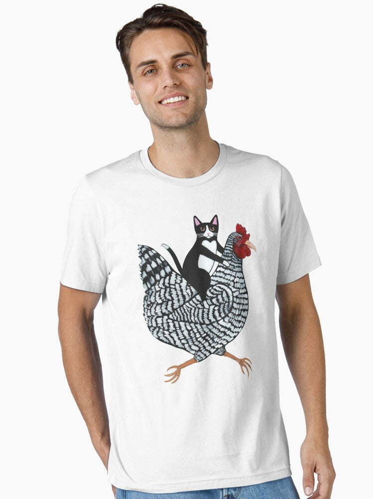 Tuxedo Cat Chicken Ride Essential T Shirt T Shirt Trending 2025 Fan Favorite