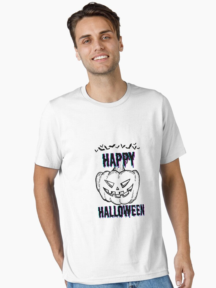 Halloween Black and White Pumpkin Jack OLantern with Bats Essential T Shirt T Shirt Best Seller Look Daily Comfort