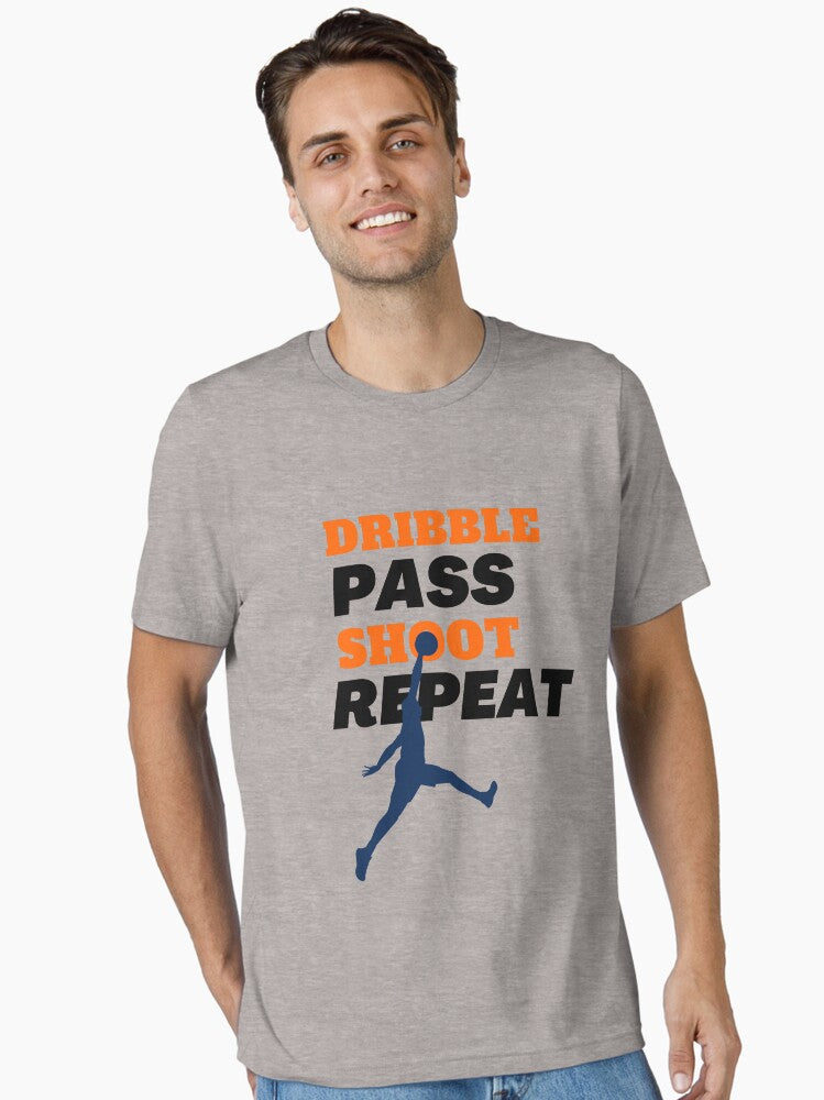 DRIBBLE PASS SHOOT REPEAT Essential T Shirt T Shirt High Search Demand Daily Wear
