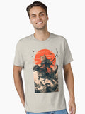 Samurai cat riding a dinosaur Essential T Shirt T Shirt Premium Quality Top Rated Design
