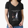 Border Collie and wine Funny dog Fitted V-Neck T-Shirt for Sale by TeeDoozy