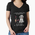 Havanese and wine Funny dog Fitted V-Neck T-Shirt for Sale by TeeDoozy
