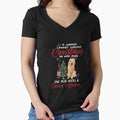 Women Golden Retriever and Wine Funny Christmas Gift Fitted V-Neck T-Shirt for Sale by TeeDoozy