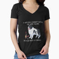 Landseer and wine Funny dog Fitted V-Neck T-Shirt for Sale by TeeDoozy