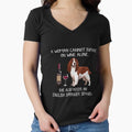 English Springer Spaniel and wine Funny dog Fitted V-Neck T-Shirt for Sale by TeeDoozy