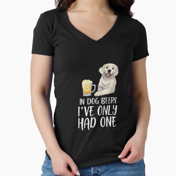 Golden Retriever and Beer Funny dog gift Fitted V-Neck T-Shirt for Sale by TeeDoozy