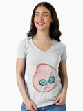 Cute Pink Jelly Cat Alien Fitted V-Neck T-Shirt