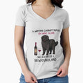 Newfoundland and wine Funny dog Fitted V-Neck T-Shirt for Sale by TeeDoozy